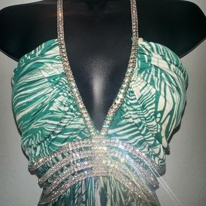 SKY Clothing gorgeous rhinestone green dress/ tunic